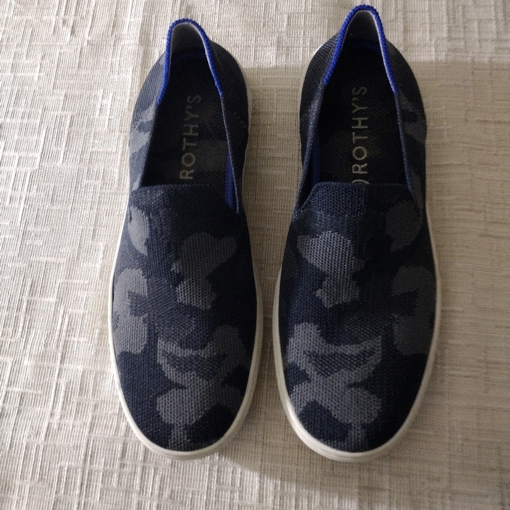 Women's ROTHY'S The Original Gray Camo Slip On Loafer Casual Knit Shoes size 6.5